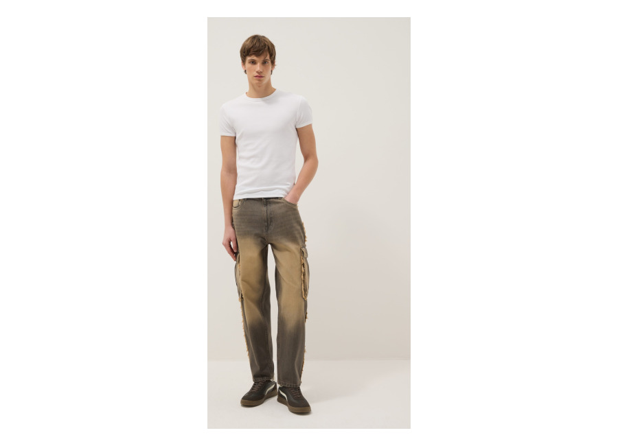 B.ANGEL Vaqueros Multicolor De Algodón Puro Corte Holgado, Hombre, Beige/Gris, Talla: 44