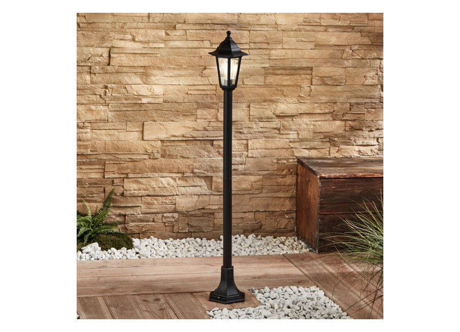 Lindby Bolardo luminoso Nane, 122 cm, farol, resistente al agua salada, E27