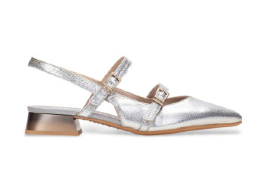 Zapatillas Hispanitas para mujer. Sandalias de Piel Dali plateado (37), Plata, 1 a 3cm, Hebilla, Casual, Fiesta