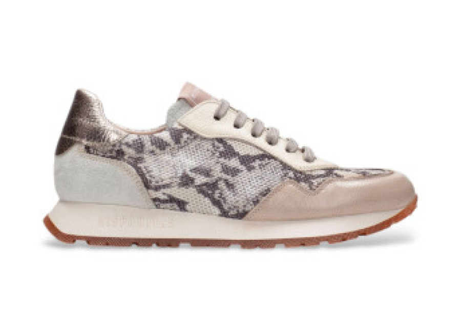 Hispanitas para mujer. Zapatillas de Piel Habana beige (36), Plano, 1 a 3cm, Cordones, Casual, Animal print