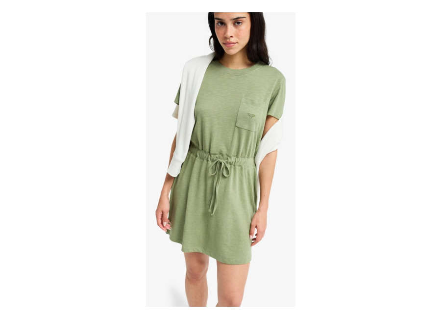 Roxy Sunny Expedition Solid – Vestido Camiseta anudado Verde Mujer