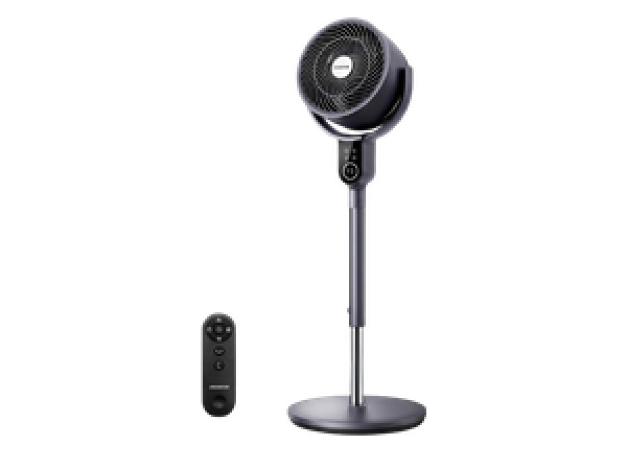 Aigostar Ventilador de Pie con Mando a Distancia, Motor DC 23dB, Oscilación 3D 70°+90°, 8 Velocidades, Te