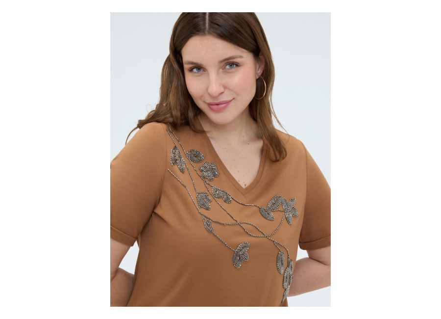 Fiorella Rubino Camiseta de algodón con bordado flora