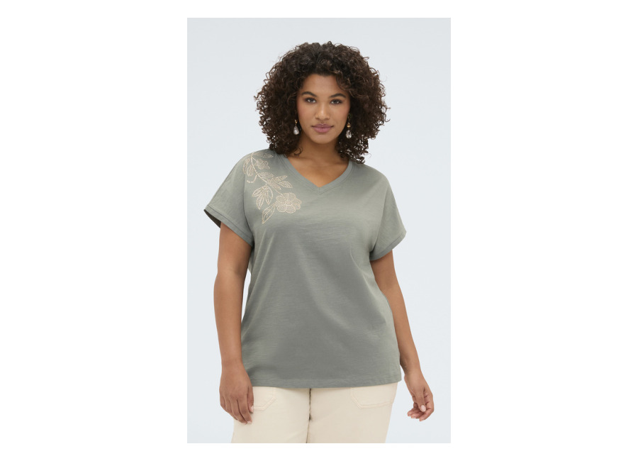 Fiorella Rubino Camiseta de algodón con aplicación flora