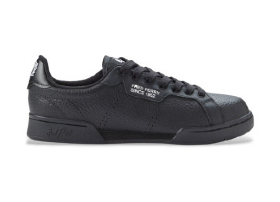Fred Perry para hombre. B1315-220 Zapatillas de Piel B722 negro (45), Plano, Cordones, Casua