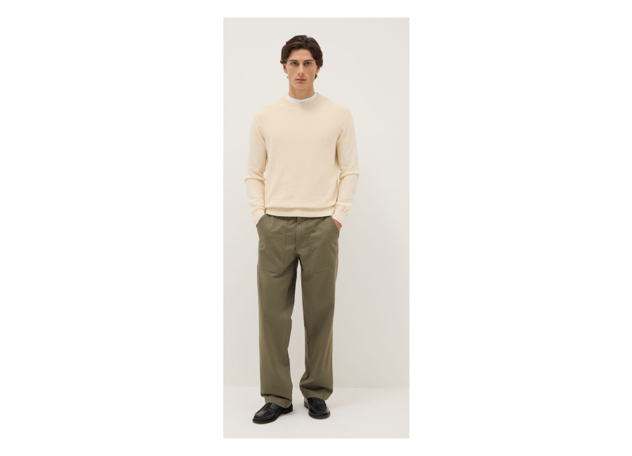 Ovs Pantalón Chino Verde De Ajuste Regular En Algodón Puro, Hombre, Verde Oliva, Talla: 48