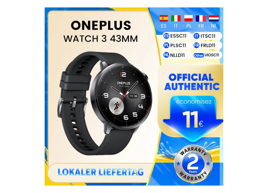Versión Global del Reloj Inteligente OnePlus Watch 3 de 43 mm con Pantalla AMOLED de 1.32…