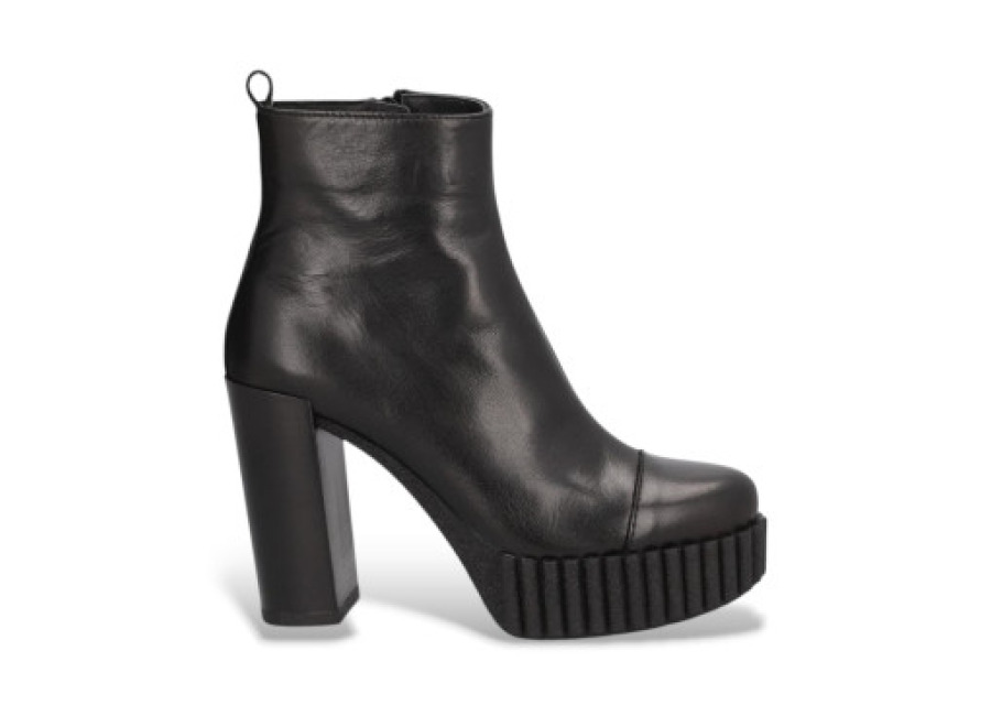 Zapatillas Alpe para mujer. 456220 Botines de Piel Andrea negro (40), más de 10cm, Cremallera, Casua