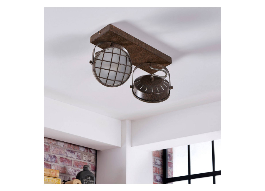 Lindby Foco Tamin, color óxido, 2 luces, cristal, G9