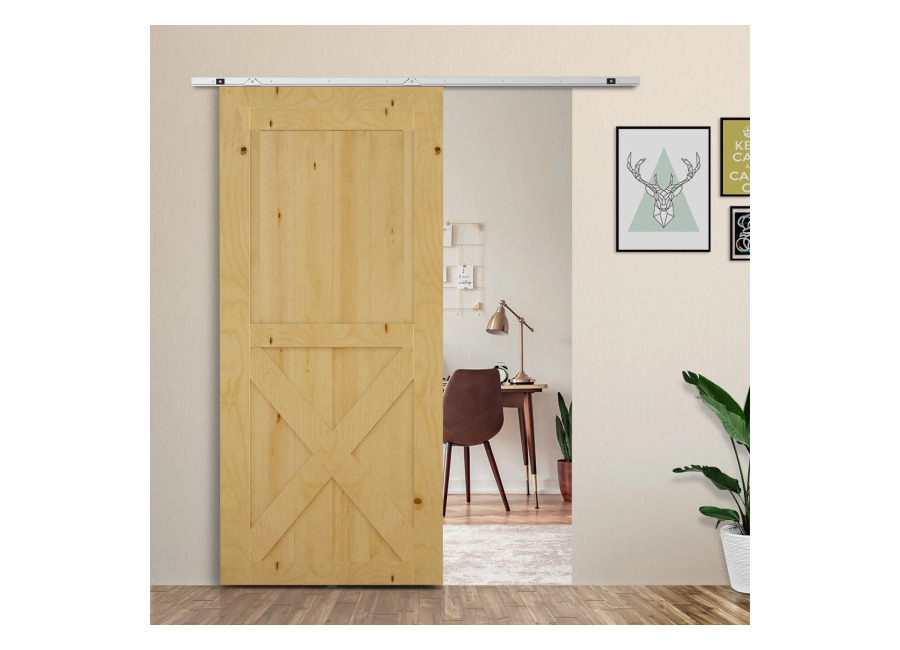 HOMCOM Kit completo puerta corredera 4×93 cm (p x l): riel, ruedas, visserie