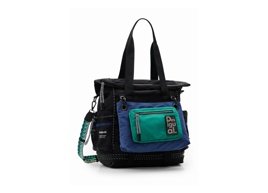 Desigual Mochila multiposición grande nylon, Mujer, Poliester, Azul, U