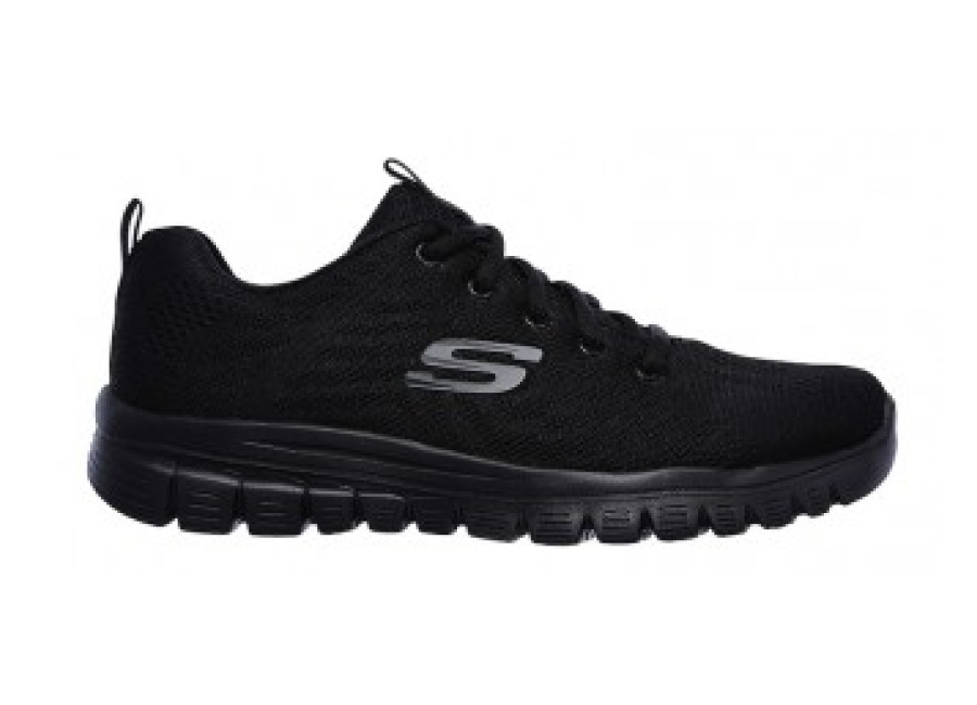 Skechers para mujer. 12615 Zapatillas Graceful Get Connected negro con Memory Foam (35), Tela, Plano, 1 a 3cm, Cordones, Deportivo, Running