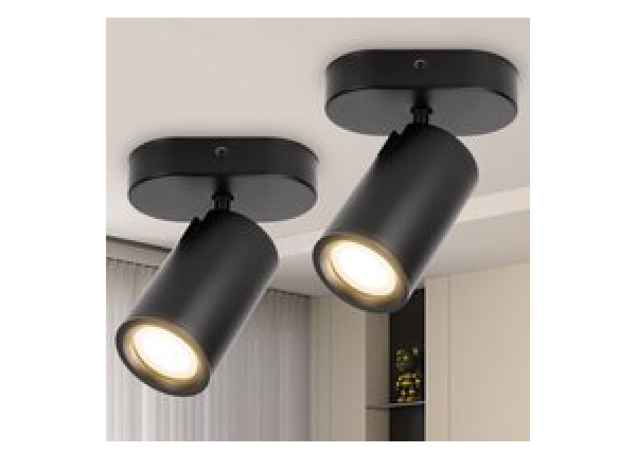 Aigostar Lampara Techo Focos Negro Orientable, Moderno Plafón con Focos Base Gu10, Aplique Techo para Int