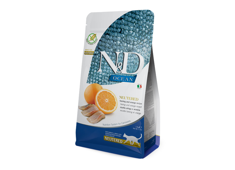 N&D Ocean Farmina N&D Neutered Adult con arenque y naranja – 1,5 kg