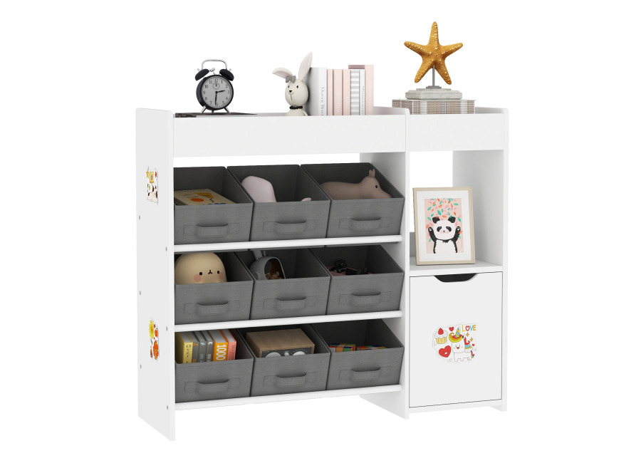 AIYAPLAY Mueble de Almacenamiento Infantil, Estante de Almacenamiento para Juguetes con 9 Cajones de Tela y…