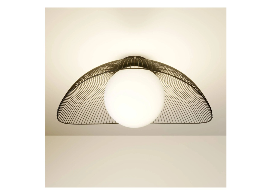 Lindby Lámpara de techo Lindby Fabronia, blanco/negro, cristal, esférica, E27