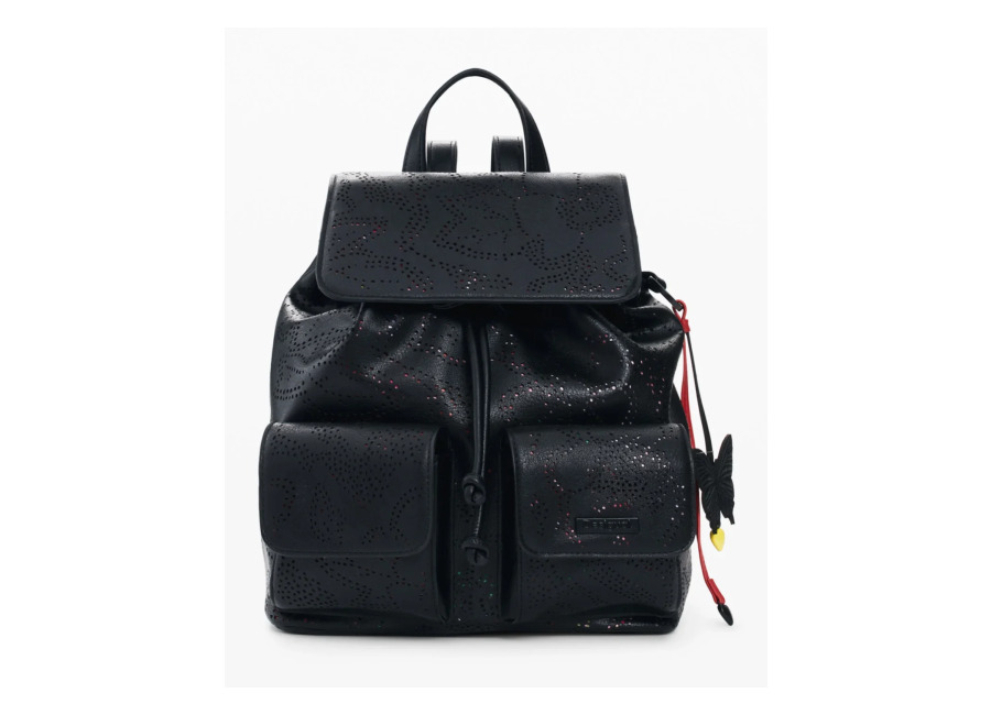 Desigual Mochila pequeña troquelada, Mujer, Poliuretano, Negro, U