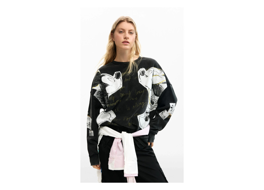 Desigual Sudadera Mickey y Minnie Mouse™, Mujer, Algodon, Negro
