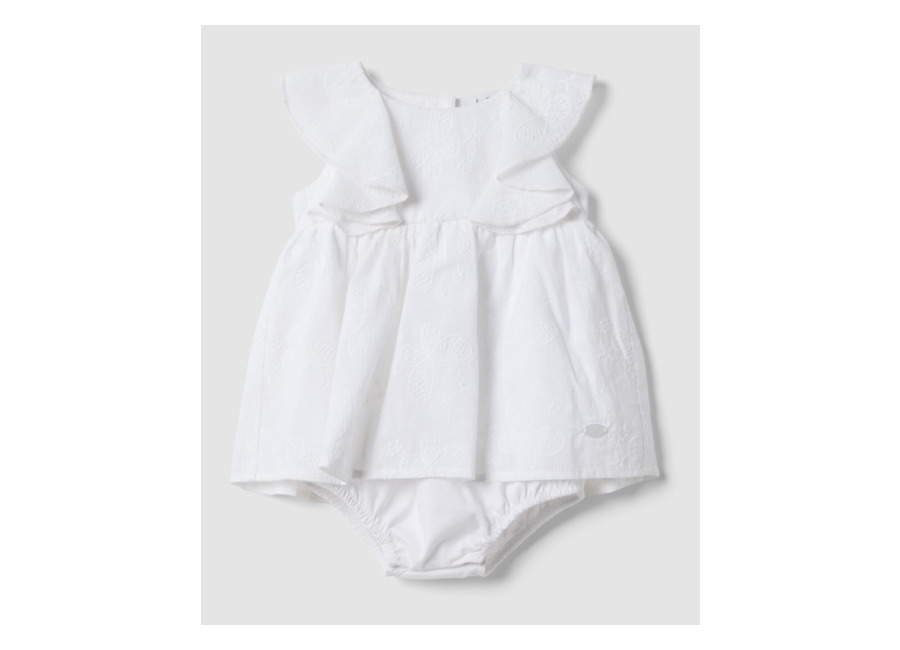 Fagottino Pelele Blanco De Algodón Puro Para Bebé Niña Con Bordados, Bebé Niña, Blanco, Talla: 1-3