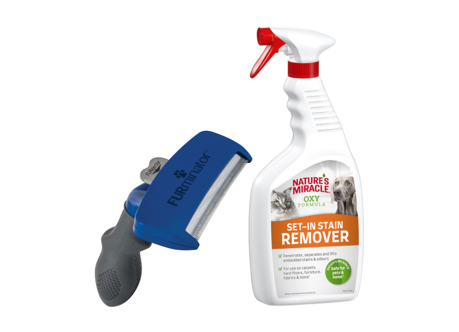 FURminator deShedding escarpidor para perros + Nature’s Miracle 709 ml ¡gratis! – L: Perros grandes – Pelo largo