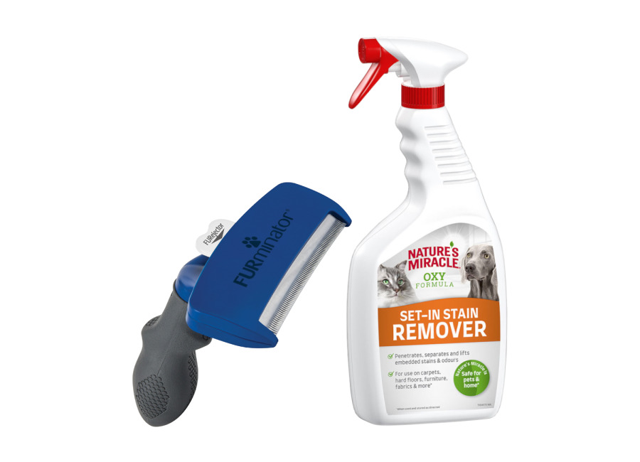 FURminator deShedding escarpidor para perros + Nature’s Miracle 709 ml ¡gratis! – L: Perros grandes – Pelo corto