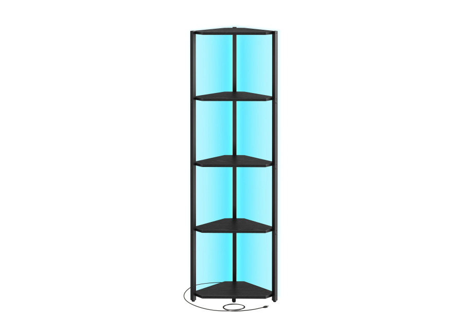 VASAGLE Estantería Esquinera de 5 Niveles, Estantería con Iluminación LED Ajustable, Estantería con Marco de Acero,…