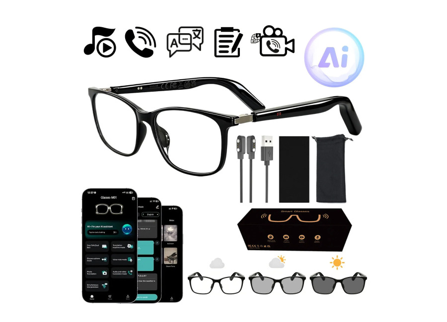 Gafas Inteligentes con Audio, Traducción en Tiempo Real, Reproducción de Música de Alta Fidelidad, Llamadas con…