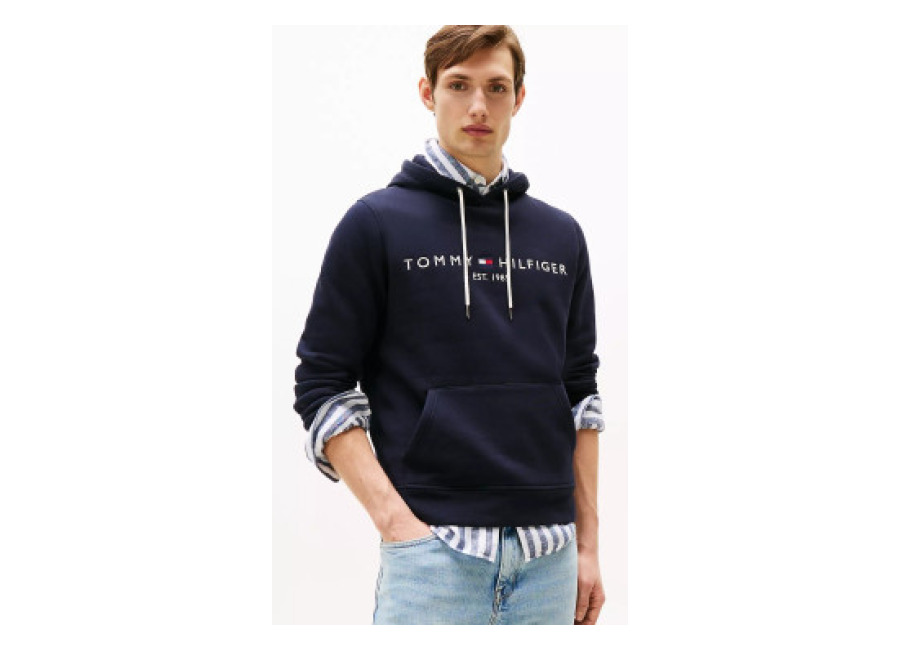 Tommy Hilfiger para hombre. MW0MW10752 Sudadera Core Logo marino (L), Casual, Poliéster, Manga larga, Algodón Orgánico