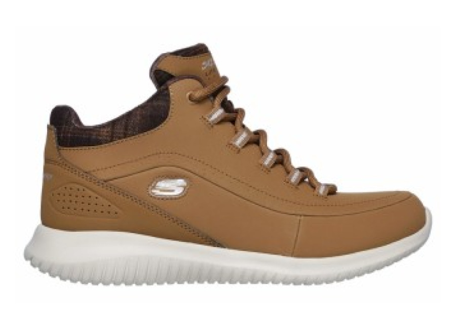 Zapatillas Skechers para mujer. 12918 Botines de piel Ultra Flex Just Chill marrón (35), Plano, Cordones, Casual, Deportivo