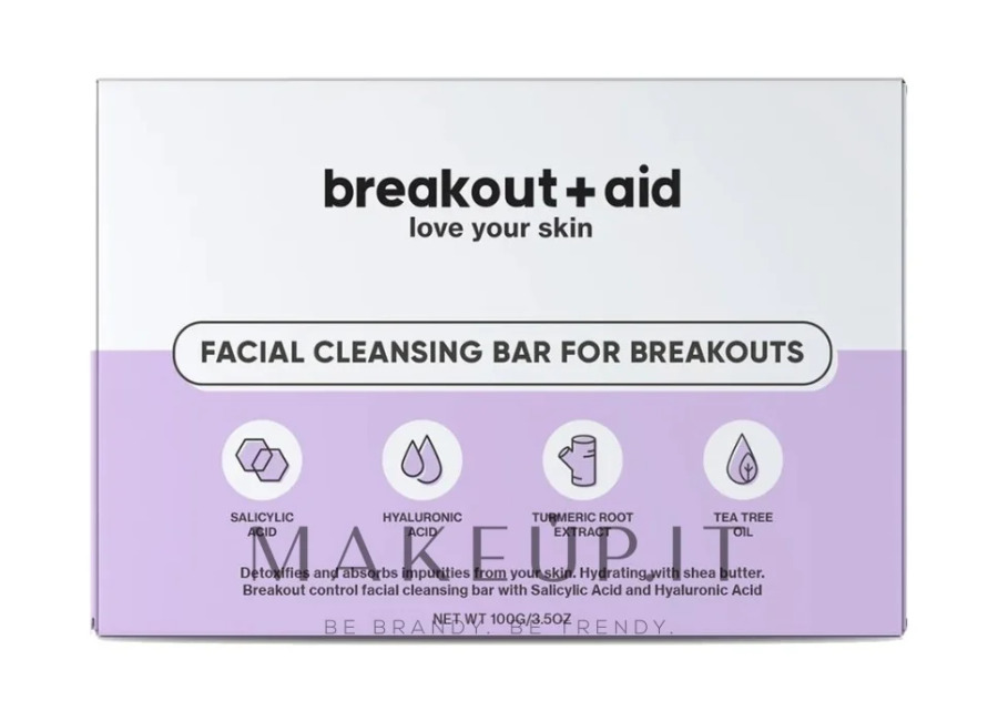 Breakout+aid Barra limpiadora facial para brotes (piel problemática) – 100 g