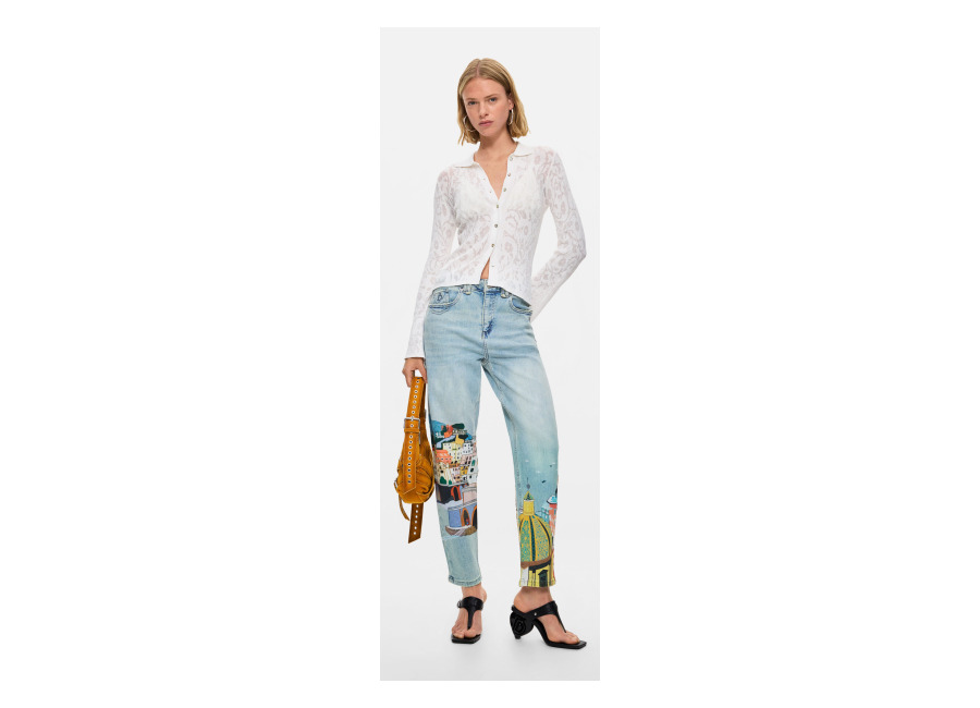 Desigual Pantalón vaquero Amalfi balloon, Mujer, Algodon, Azul, 34