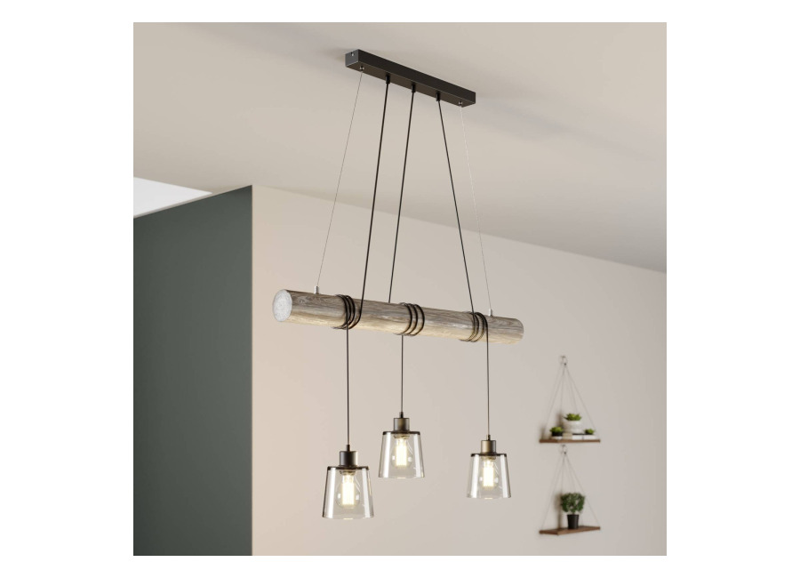 Britop Lámpara colgante Karrl, 3 luces, gris humo/gri