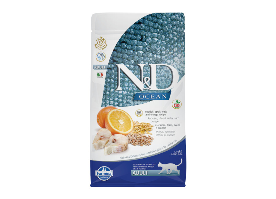 N&D Ocean Farmina N&D Ocean Adult bacalao y naranja para gatos – 1,5 kg