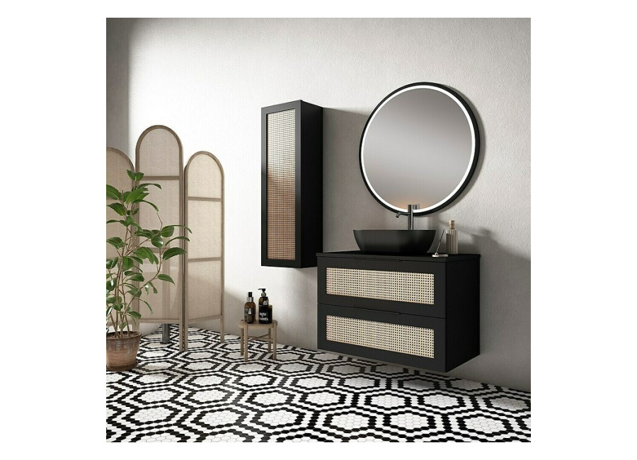 Mueble de lavabo Akua (Ancho: 100 cm, Negro, Montaje en la pared)