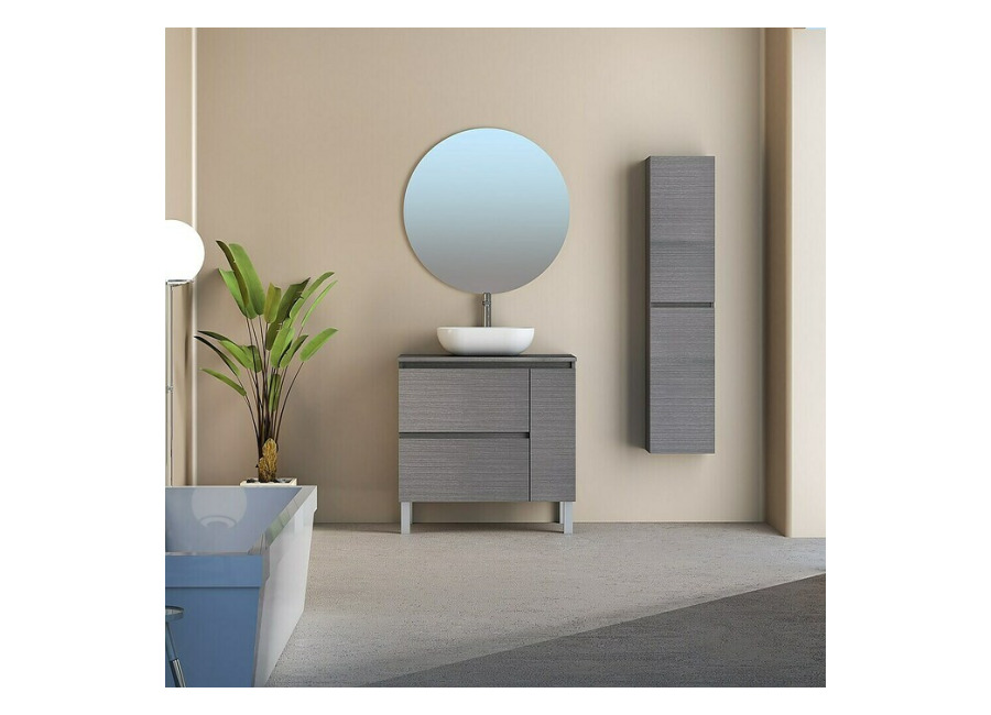 Artysan Conjunto de mueble de baño Oval (Ancho: 80 cm, Ceniza, 4 pzs.)