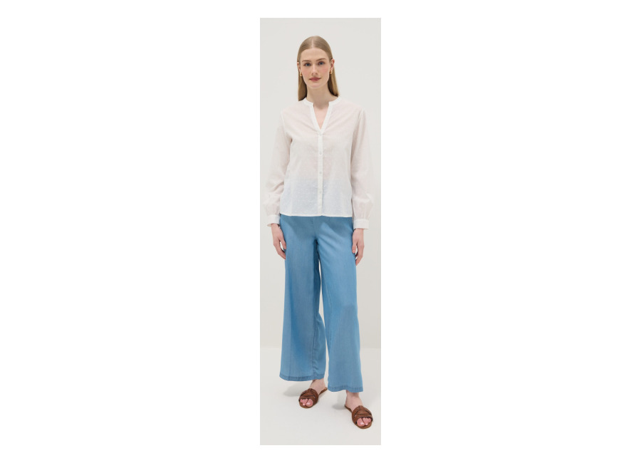 Republic OF DENIM Pantalón Palazzo Azul Claro De Lyocell Puro Con Cintura Elástica, Pernera Ancha, Mujer, Azul Claro, Talla: 36