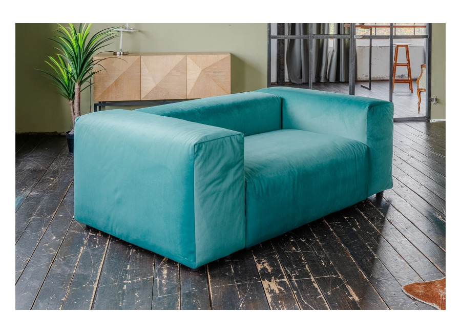 Kawola Sofá de dos plazas MIA Sillón modular, juego de 4 piezas. Terciopelo verde