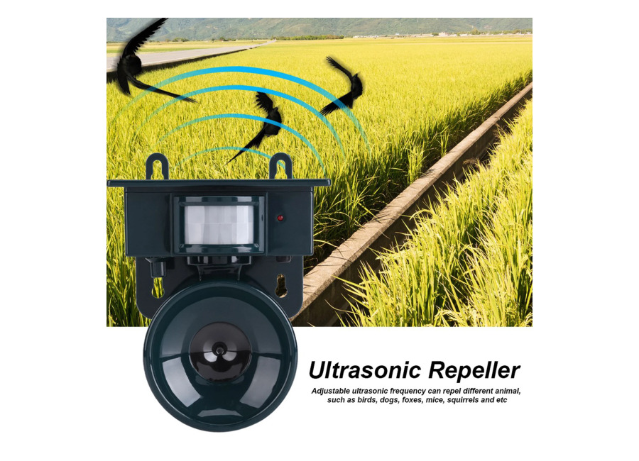 Repelente Ultrasónico de Plagas con Sensor de Movimiento PIR y Energía Solar, Ahuyentador de Pájaros, Perros,…