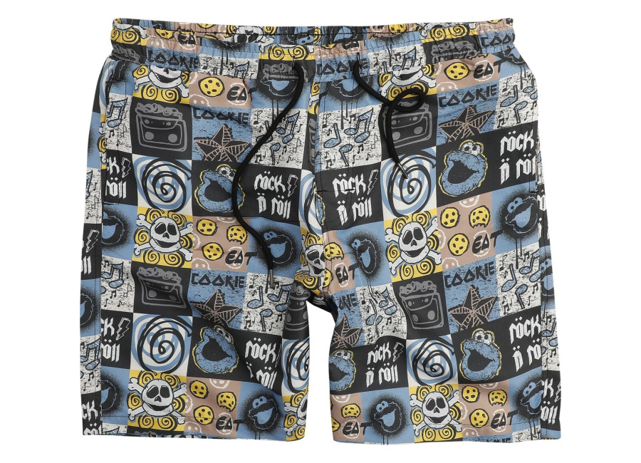 Barrio Sesamo Bañador de Barrio Sesamo – Krümelmonster – Rock N’ Roll – M XXL – para Hombre – multicolor