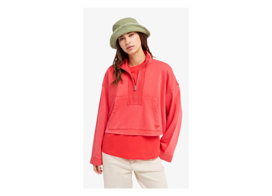 Roxy Stars Catcher – Sudadera con Cremallera hasta Media Altura y Capucha Rojo Mujer