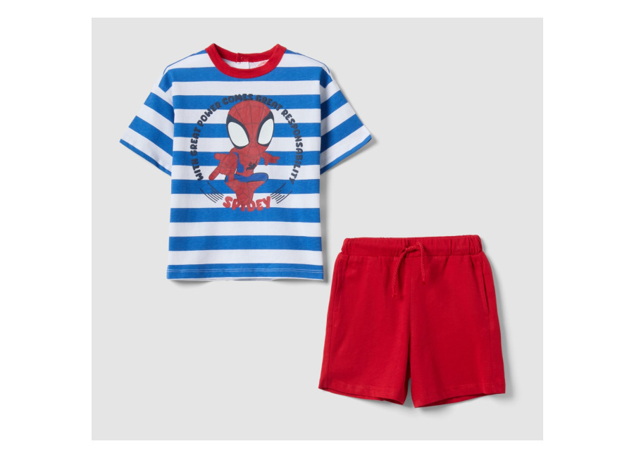 Fagottino Conjunto Multicolor De Algodón Puro Para Niño, Corte Regular, Con Spider-man, Niño, Blanco/azul/rojo, Talla: 18-24