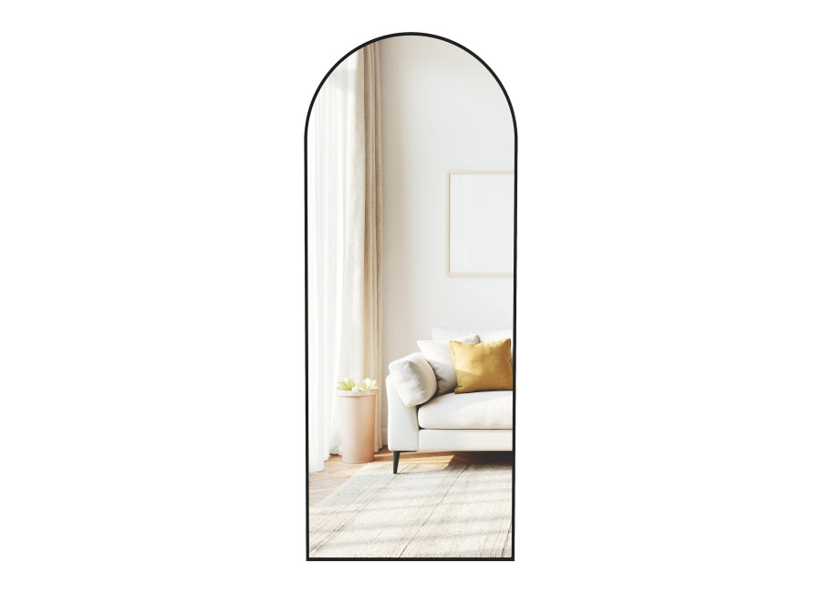 SONGMICS Espejo de Cuerpo Entero, 165 x 60 cm, Espejo de Pie Arqueado con Soporte, con…