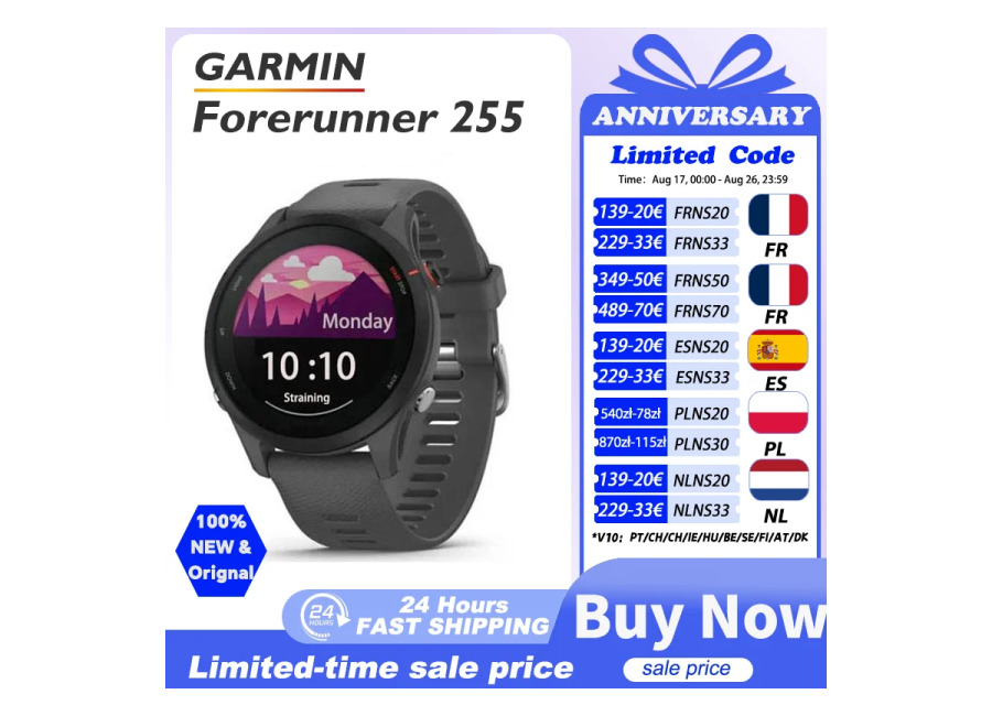 Garmin Forerunner 255 Sports Smartwatch 46mm 1.3» Pantalla a color 14 días Vida de la batería…