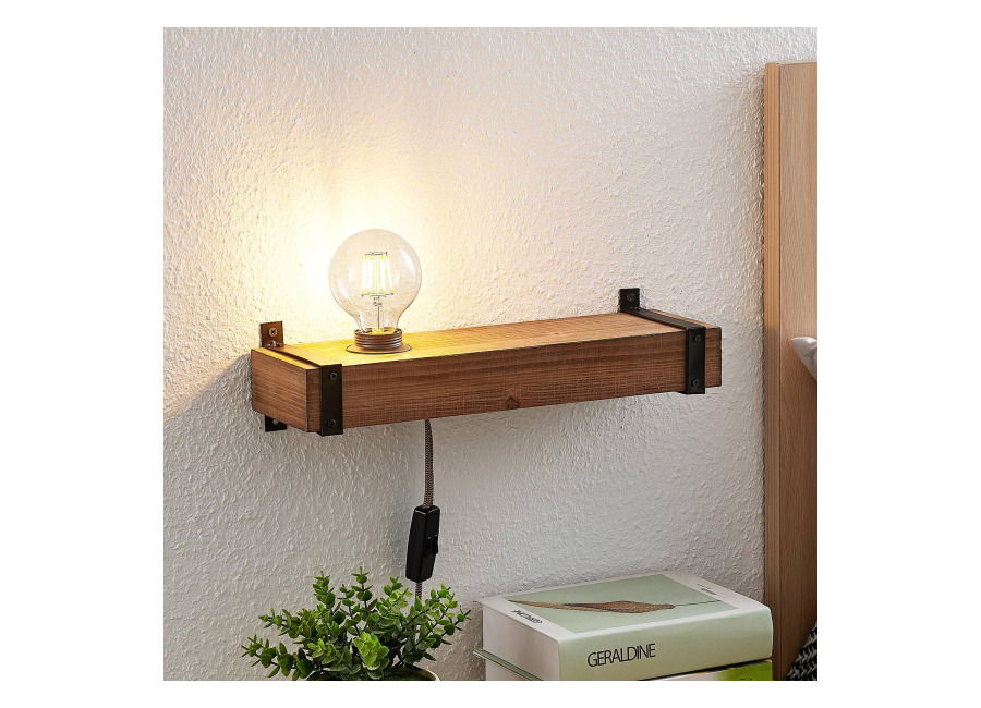 Lindby Aplique de pared Lindby Sverina, 40 cm, madera, enchufe, E27