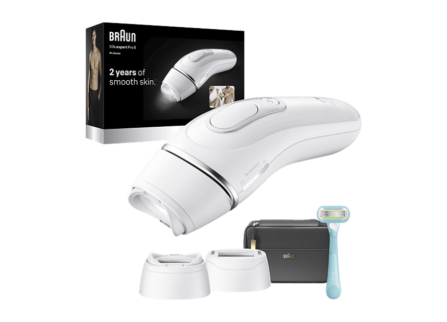 Braun Depiladora IPL – Braun Luz Pulsada Silk·expert Pro 5 , Depilación en casa, Cabezal SmartFlex, SmartSkinProtect, ancho para hombre