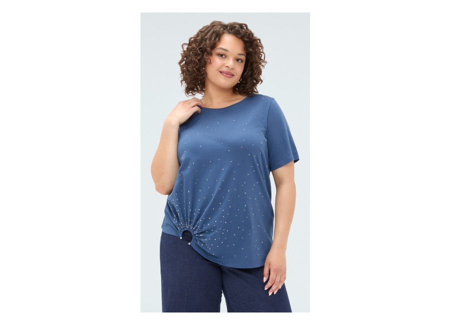 Fiorella Rubino Camiseta con hotfix y detalle de anilla