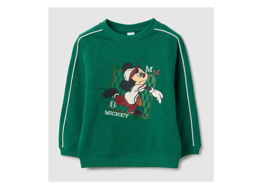 Disney Sudadera Verde De Niño En Puro Algodón Con Ajuste Regular Y Estampado De Mickey Mouse, Niño, Verde oscuro, Talla: 5-6