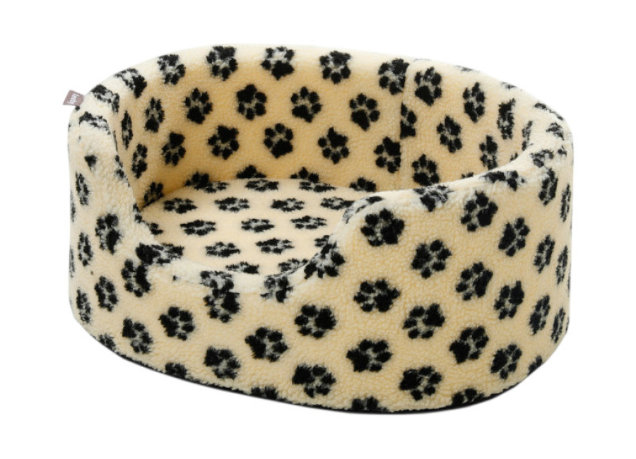 Leeby Sofá Bed Paw Print Beige para perro