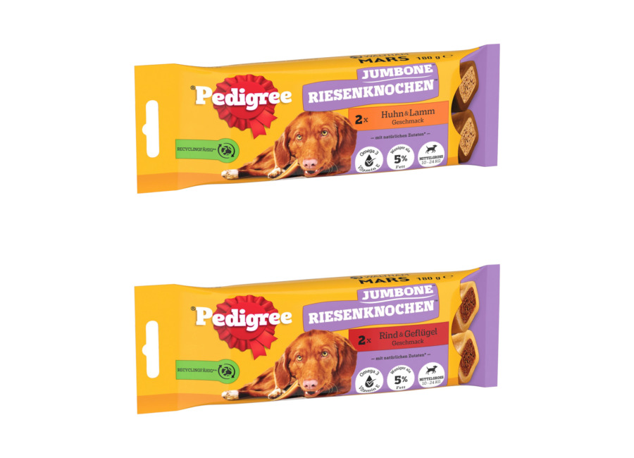 Pedigree Jumbone Medium snacks para perros medianos – Buey y pollo 12 x 2 uds. – Pack Ahorro