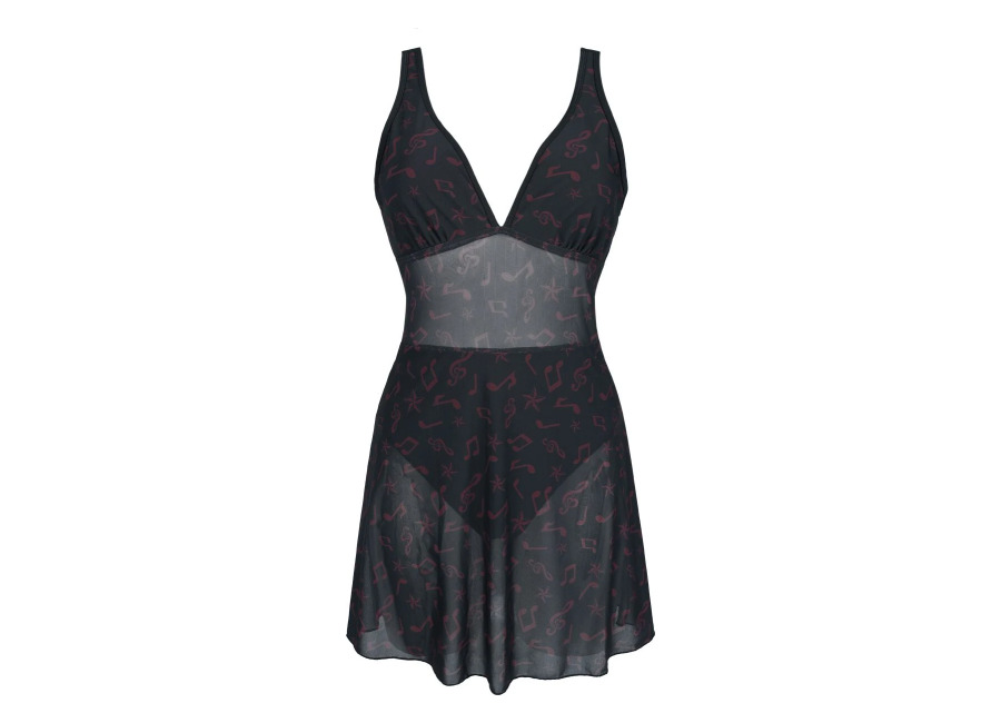 Full Volume by EMP Bañador de Full Volume by EMP – Bañador con falda de malla – S XXL – para Mujer – negro/rojo oscuro